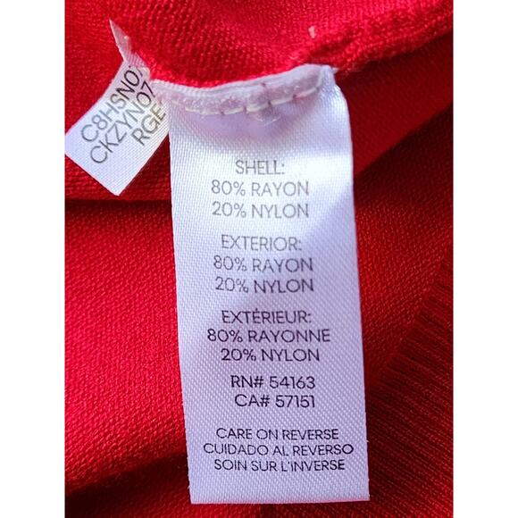 SWEATER/KNIT-CALVIN KLEIN-Red-Mock Turtleneck-Accent Buttons-Long Sleeves-X-LRG - Picture 7 of 14